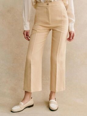 Sezane Martin High-Rise Wide-Leg Crop Pants
